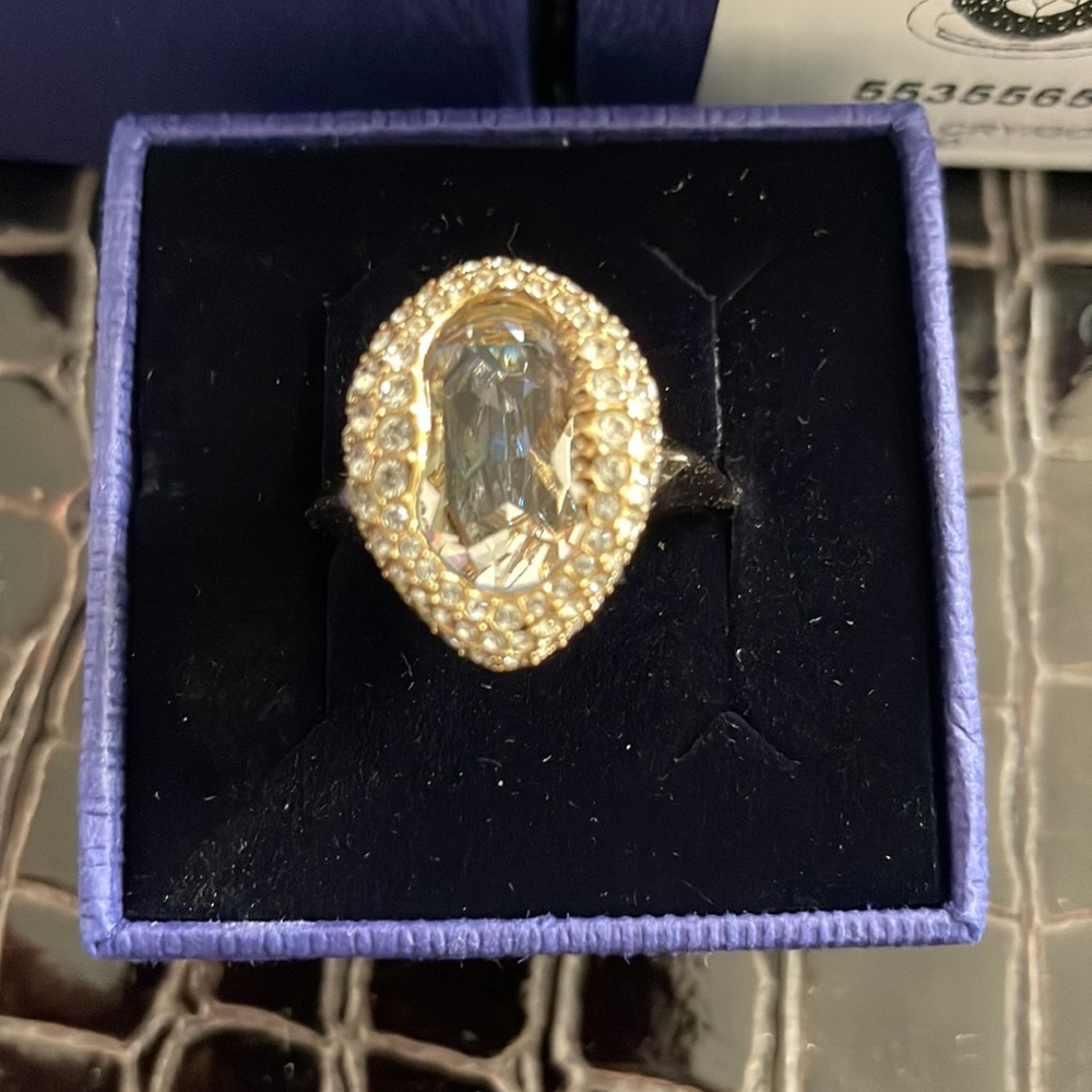 Swarovski shell ring  oval crystal ring 55-60 size